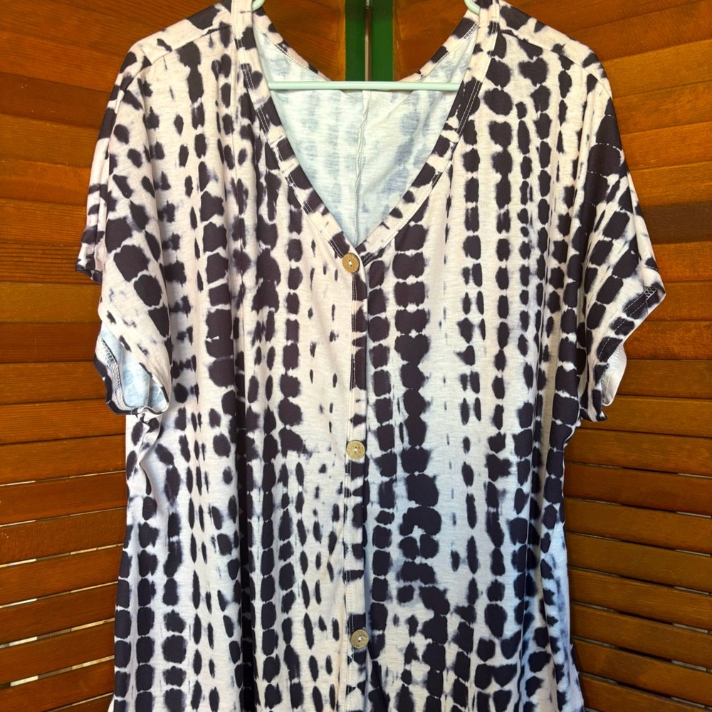 Black and White Button-Up Top